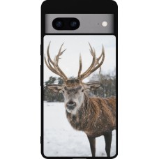 Google Pixel 7a Case Hülle - Silikon schwarz Winter 25 Winter reindeer