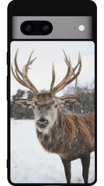 Google Pixel 7a Case Hülle - Silikon schwarz Winter 25 Winter reindeer