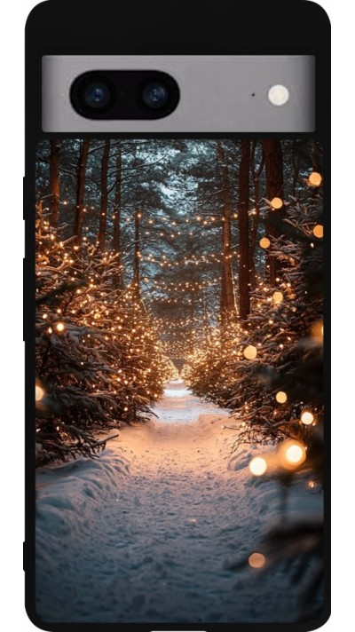 Google Pixel 7a Case Hülle - Silikon schwarz Winter 25 Winter snowy road