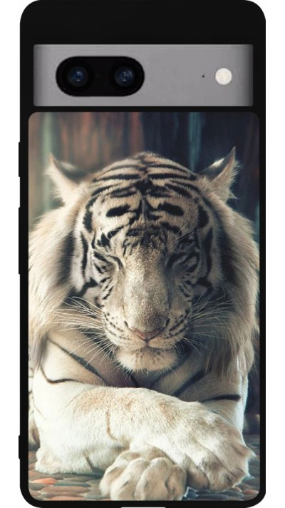 Google Pixel 7a Case Hülle - Silikon schwarz Zen Tiger