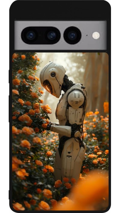 Coque Google Pixel 7 Pro - Silicone rigide noir Astronaut flowers 2025