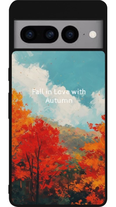 Google Pixel 7 Pro Case Hülle - Silikon schwarz Autumn 25 Fall in love