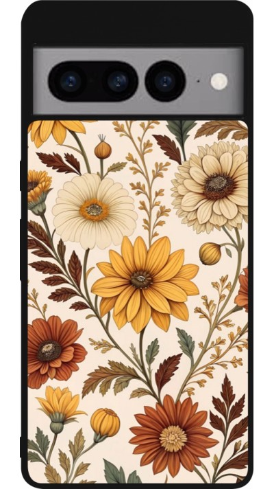 Google Pixel 7 Pro Case Hülle - Silikon schwarz Autumn 25 Flower pattern