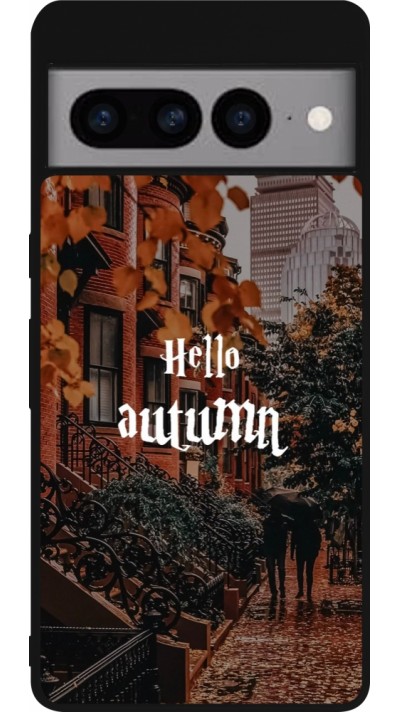 Google Pixel 7 Pro Case Hülle - Silikon schwarz Autumn 25 Hello autumn