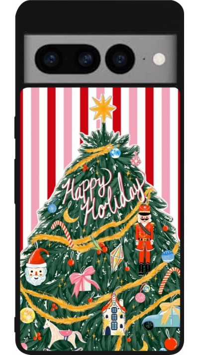 Google Pixel 7 Pro Case Hülle - Silikon schwarz Christmas 25 Happy Holiday