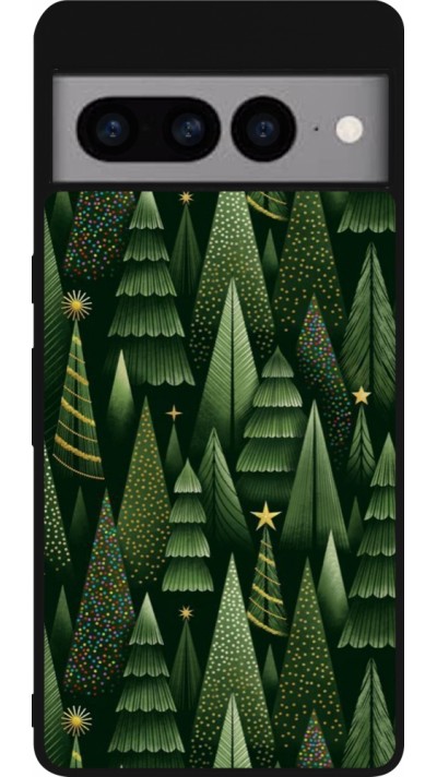 Google Pixel 7 Pro Case Hülle - Silikon schwarz Christmas 25 Pattern Xmas Tree