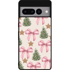 Google Pixel 7 Pro Case Hülle - Silikon schwarz Christmas 25 Vintage Ribbons