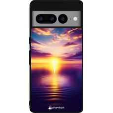 Google Pixel 7 Pro Case Hülle - Silikon schwarz Sonnenuntergang gelb violett