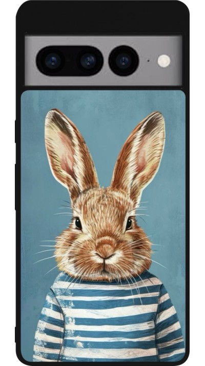 Google Pixel 7 Pro Case Hülle - Silikon schwarz Easter 2026 Rabbit navy