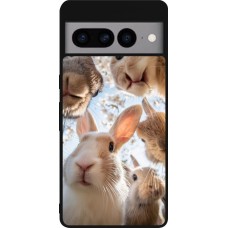 Google Pixel 7 Pro Case Hülle - Silikon schwarz Easter 2026 Rabbits