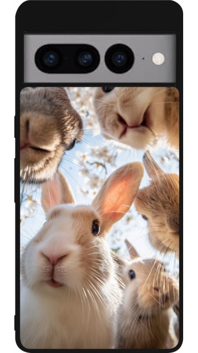 Google Pixel 7 Pro Case Hülle - Silikon schwarz Easter 2026 Rabbits