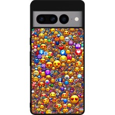 Google Pixel 7 Pro Case Hülle - Silikon schwarz Emoji gemischt