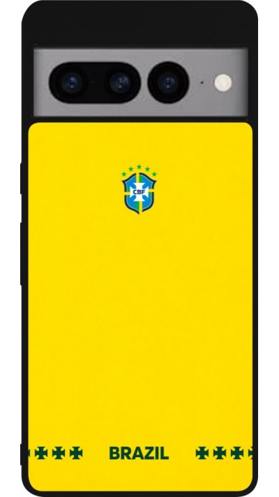 Google Pixel 7 Pro Case Hülle - Silikon schwarz Brasilien 2026 personalisierbares Fussballtrikot