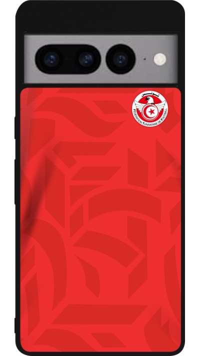 Coque Google Pixel 7 Pro - Silicone rigide noir Maillot de football Tunisie 2022 personnalisable