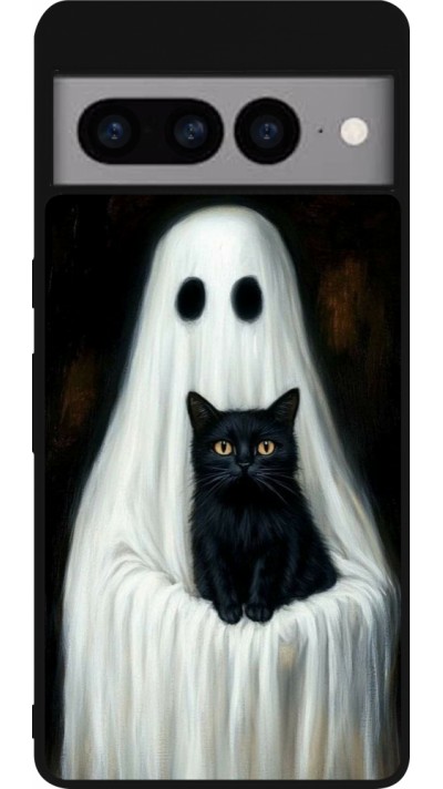Google Pixel 7 Pro Case Hülle - Silikon schwarz Halloween 2025 Ghost with black cat