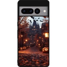 Google Pixel 7 Pro Case Hülle - Silikon schwarz Halloween 2025 Haunted house
