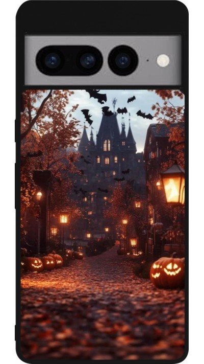 Google Pixel 7 Pro Case Hülle - Silikon schwarz Halloween 2025 Haunted house