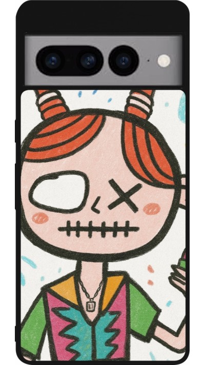 Coque Google Pixel 7 Pro - Silicone rigide noir Little Girl Sketch