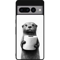 Coque Google Pixel 7 Pro - Silicone rigide noir Loutre papier de toilette