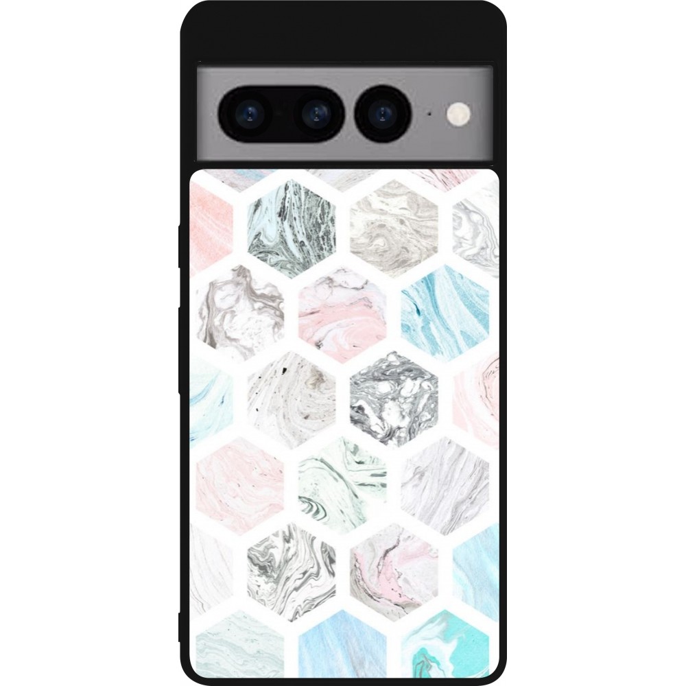 Google Pixel 7 Pro Case Hülle - Silikon schwarz Marble Everything