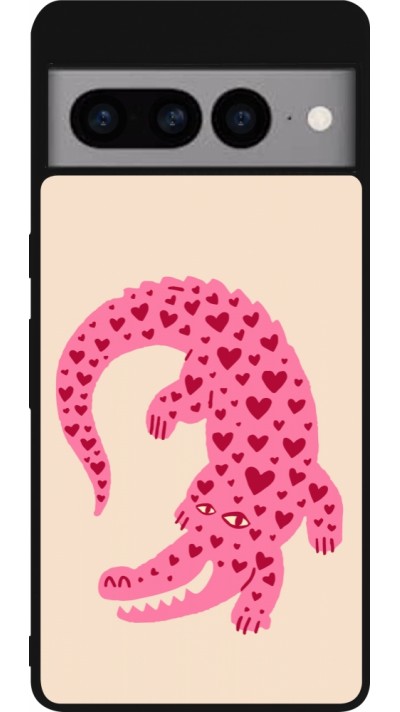 Google Pixel 7 Pro Case Hülle - Silikon schwarz Pink crocodile 2026