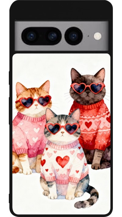 Google Pixel 7 Pro Case Hülle - Silikon schwarz Saint Valentines Day 26 Cat Love