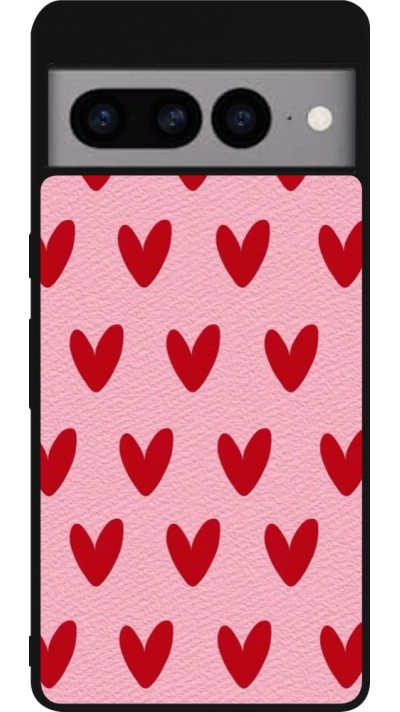 Google Pixel 7 Pro Case Hülle - Silikon schwarz Saint Valentines Day 26 Pattern heart