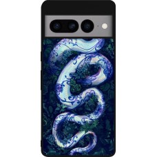 Google Pixel 7 Pro Case Hülle - Silikon schwarz Snake Blue Anaconda