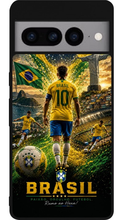 Google Pixel 7 Pro Case Hülle - Silikon schwarz Fussball Brasilien splash 2026