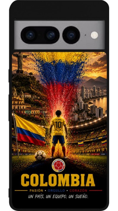 Google Pixel 7 Pro Case Hülle - Silikon schwarz Fussball Kolumbien splash 2026