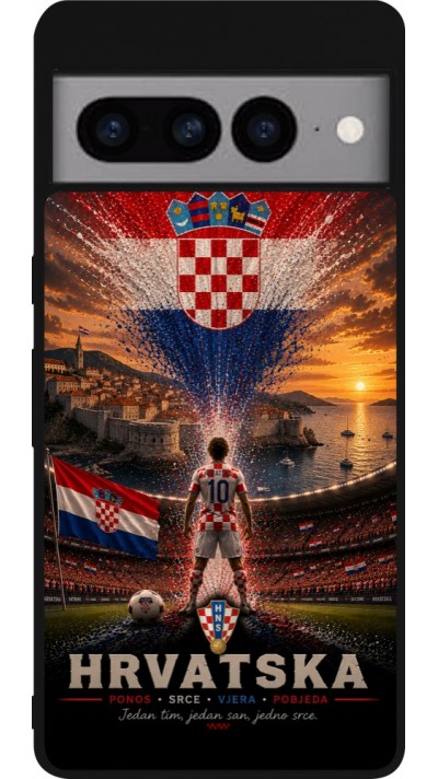 Google Pixel 7 Pro Case Hülle - Silikon schwarz Fussball Kroatien splash 2026