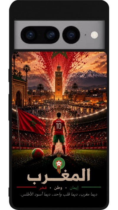 Google Pixel 7 Pro Case Hülle - Silikon schwarz Fussball Marokko splash 2026