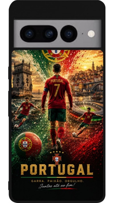 Google Pixel 7 Pro Case Hülle - Silikon schwarz Fussball Portugal splash 2026