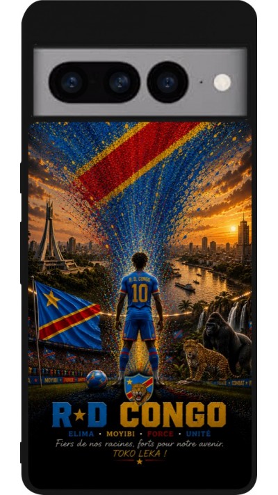 Google Pixel 7 Pro Case Hülle - Silikon schwarz Fussball Demokratische Republik Kongo splash 2026