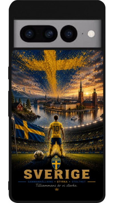 Google Pixel 7 Pro Case Hülle - Silikon schwarz Fussball Schweden splash 2026