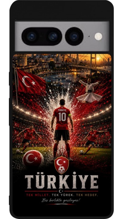 Google Pixel 7 Pro Case Hülle - Silikon schwarz Fussball Türkei splash 2026