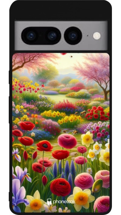 Google Pixel 7 Pro Case Hülle - Silikon schwarz Frühling 25 Strauß Frühling