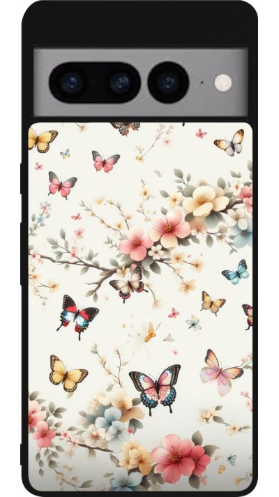Google Pixel 7 Pro Case Hülle - Silikon schwarz Frühling 25 Leichte Schmetterlinge