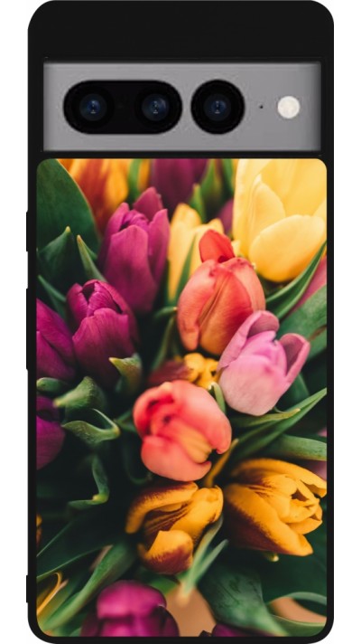 Google Pixel 7 Pro Case Hülle - Silikon schwarz Bouquet of tulips 2026