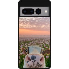 Google Pixel 7 Pro Case Hülle - Silikon schwarz Cow with tulips 2026
