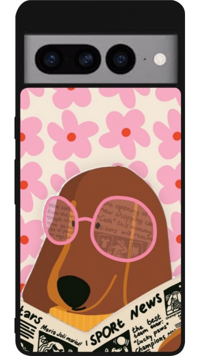 Google Pixel 7 Pro Case Hülle - Silikon schwarz Dog with newspaper 2026