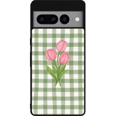 Google Pixel 7 Pro Case Hülle - Silikon schwarz Green vichy tulips 2026