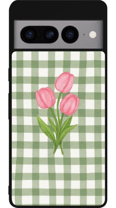 Google Pixel 7 Pro Case Hülle - Silikon schwarz Green vichy tulips 2026