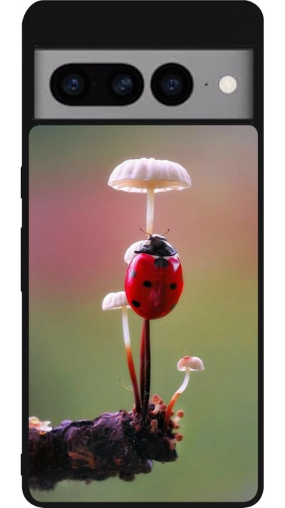 Google Pixel 7 Pro Case Hülle - Silikon schwarz Ladybird on a mushroom 2026