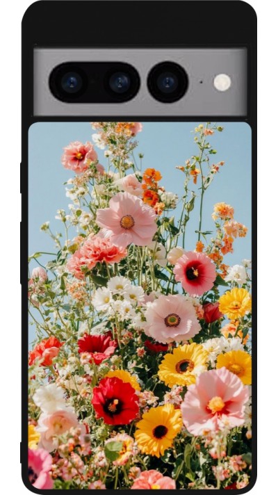 Google Pixel 7 Pro Case Hülle - Silikon schwarz Spring flowers 2026