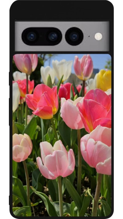 Google Pixel 7 Pro Case Hülle - Silikon schwarz Tulips 2026