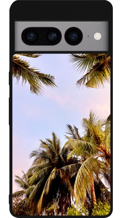 Google Pixel 7 Pro Case Hülle - Silikon schwarz Summer 2023 palm tree vibe