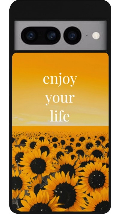Google Pixel 7 Pro Case Hülle - Silikon schwarz Summer 2026 Enjoy your life