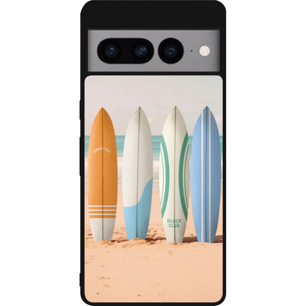 Google Pixel 7 Pro Case Hülle - Silikon schwarz Summer surfboard 2025