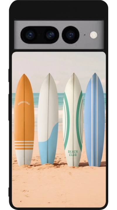 Coque Google Pixel 7 Pro - Silicone rigide noir Summer surfboard 2025